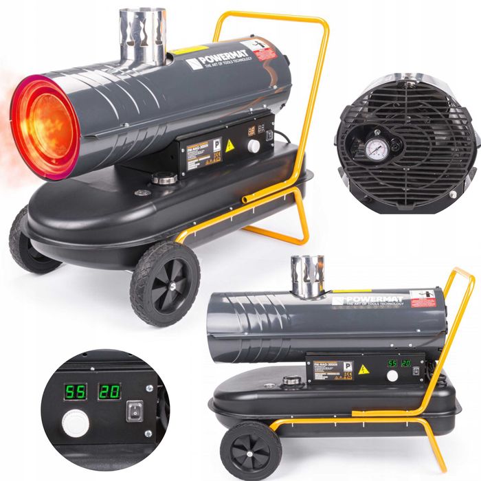 Nagrzewnica olejowa 30 KW z kominem SPALINOWA DMUCHAWA + TERMOSTAT LCD