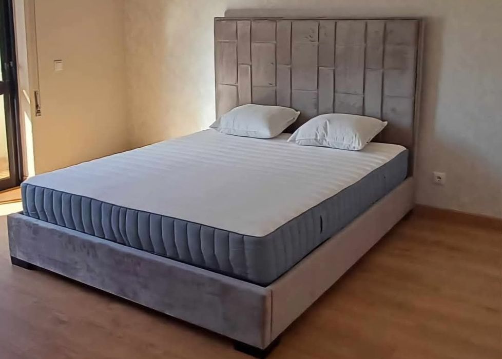 Cama casal cinza 160x200