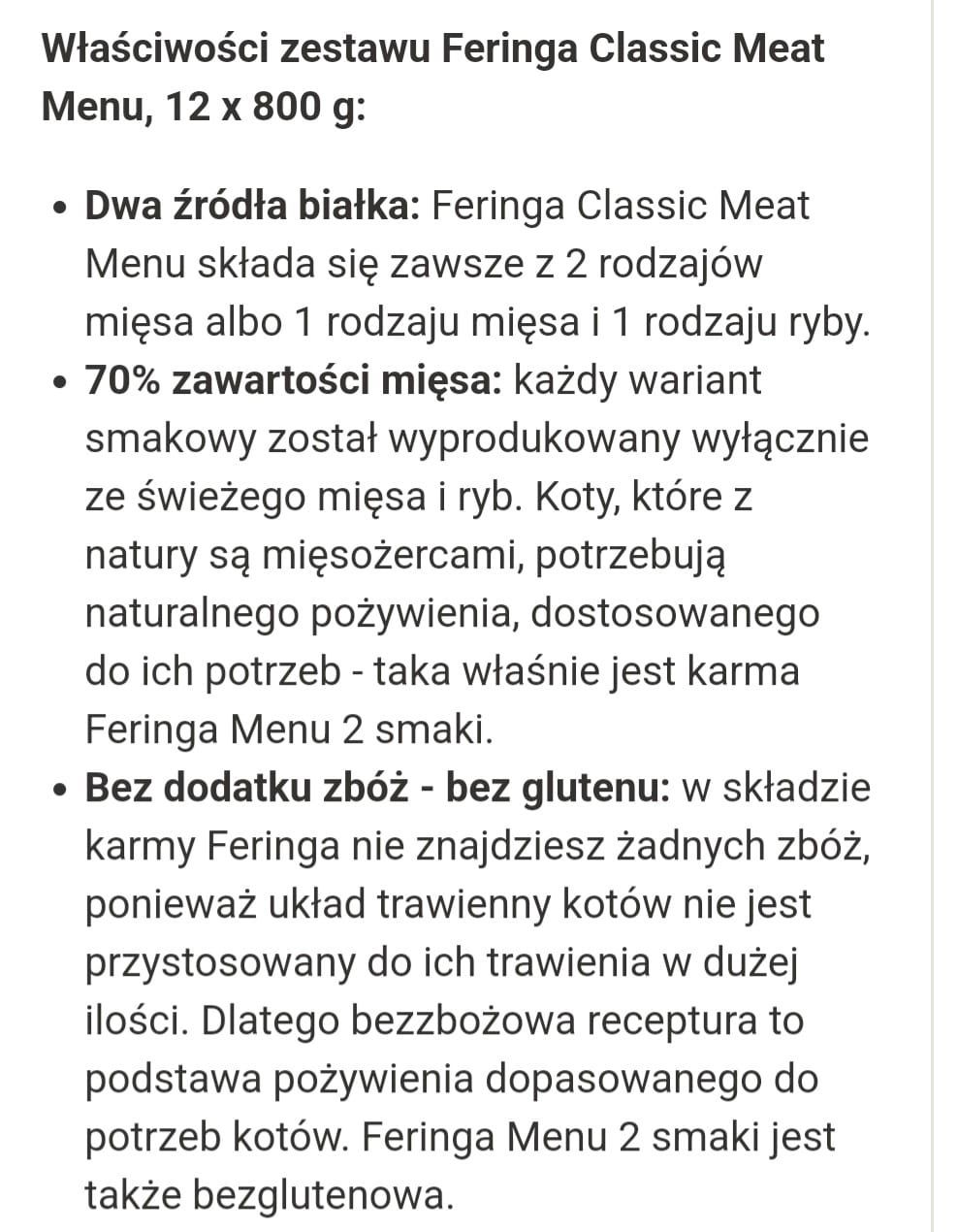 12x800g Feringa Classic Meat kurczak z pstrągiem bez ZBÓŻ Wysokiej jak
