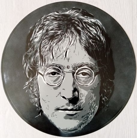John Lennon pintura original em disco de vinil