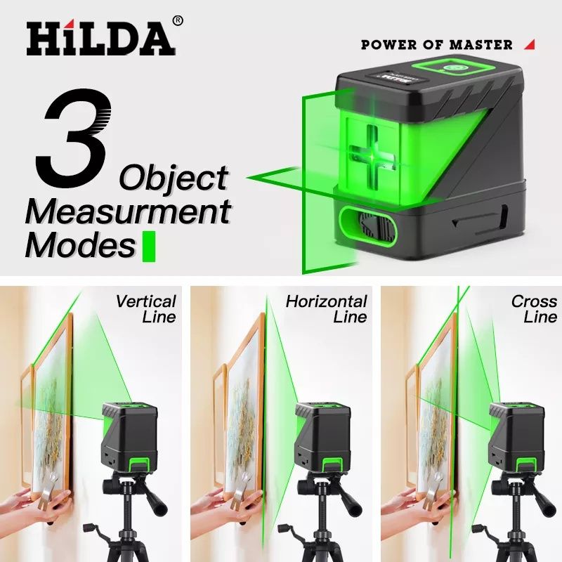 Nível laser niveladora 2 linhas horizontal vertical com tripé Hilda