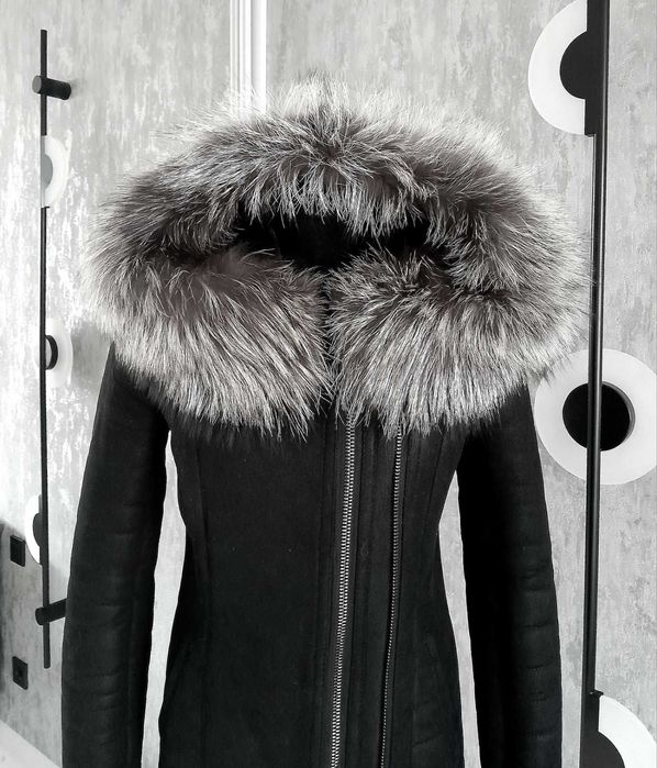 Дубленка натуральная.. мех чернобурка