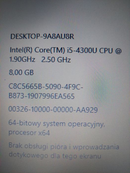 Dell Latitude E5540  ekran 15,6" cpu i5-4300U 4x1,9GHz SPRAWNY