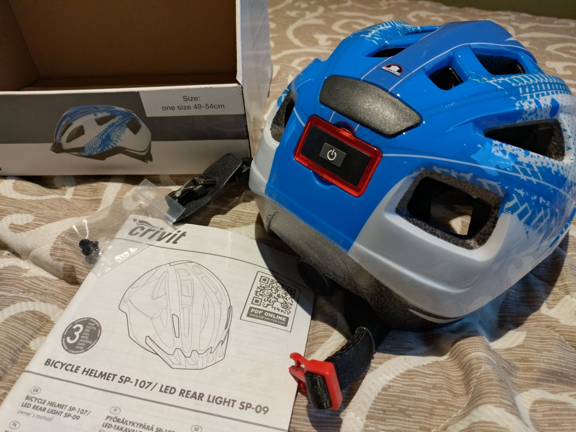 Nowy Kask rowerowy z LED, lekki, 49-54