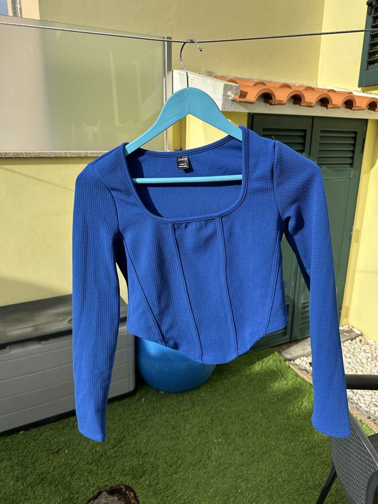 Crop top manga comprida S