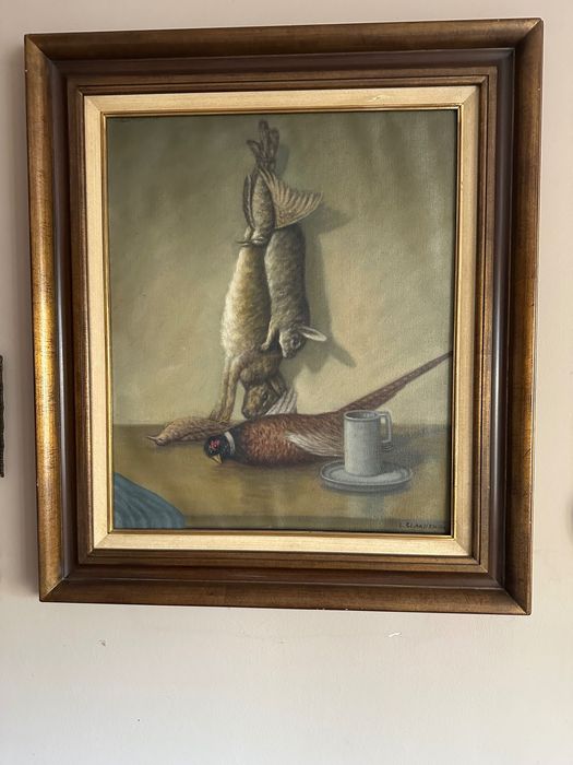 Obraz na płótnie duży w ramie , myśliwski stary, olejny