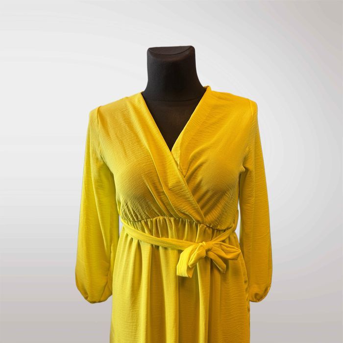 Długa Sukienka Wiosenna Żółty