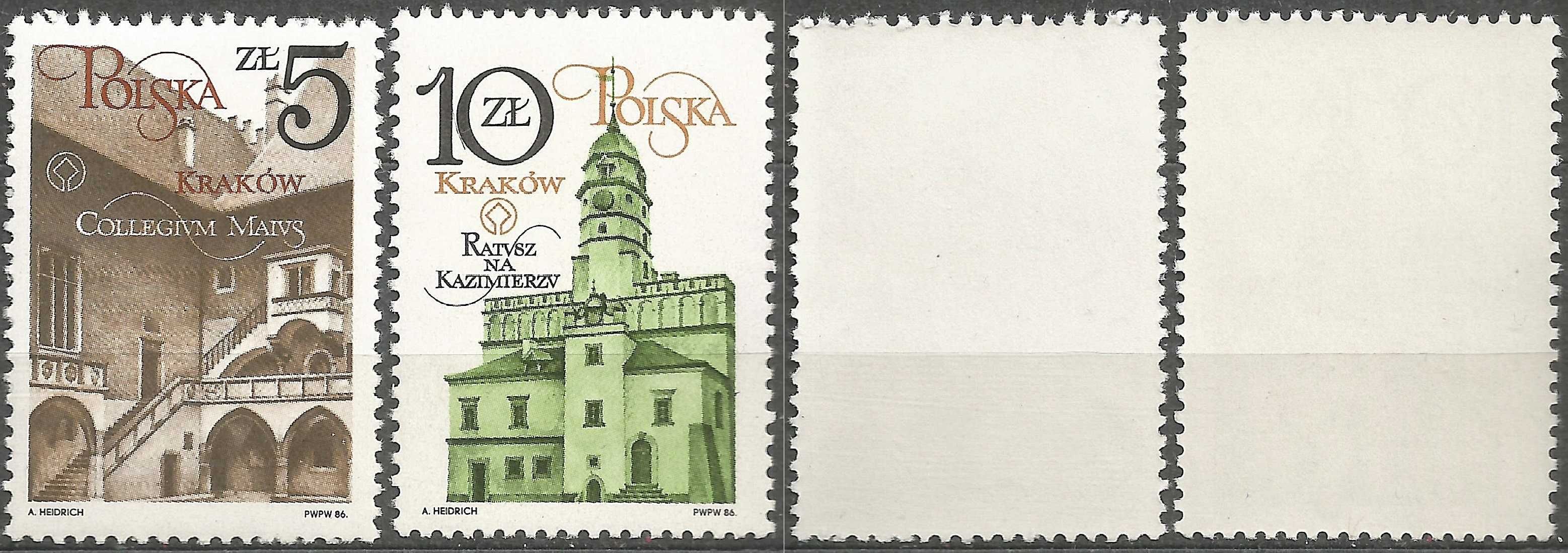 Znaczki seria: Odnowa zabytków Krakowa - FI 2869– 2870 stan** 1986 r.