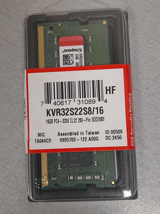 Пам'ять для ноутбука Kingston 16ГБ DDR4 3200 МГц (KVR32S22S8/16).Нова.
