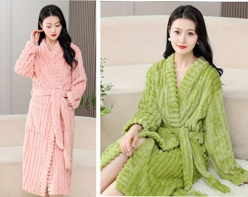 Теплый женский плюшевый халат шарпей