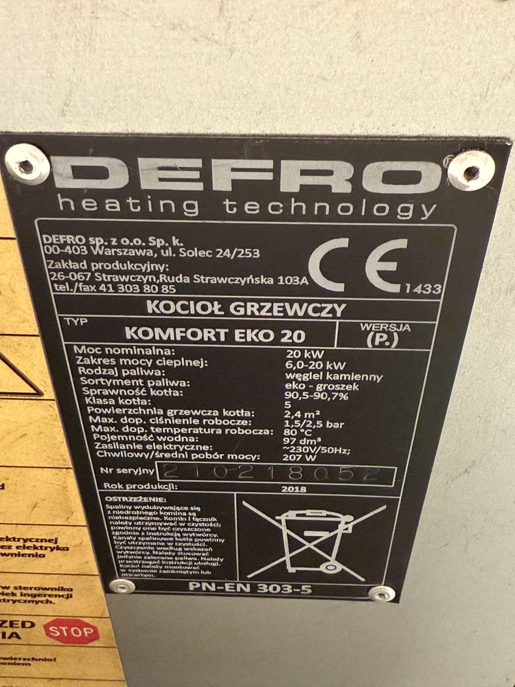 Piec defro 20kW 5 klasy ekogroszek