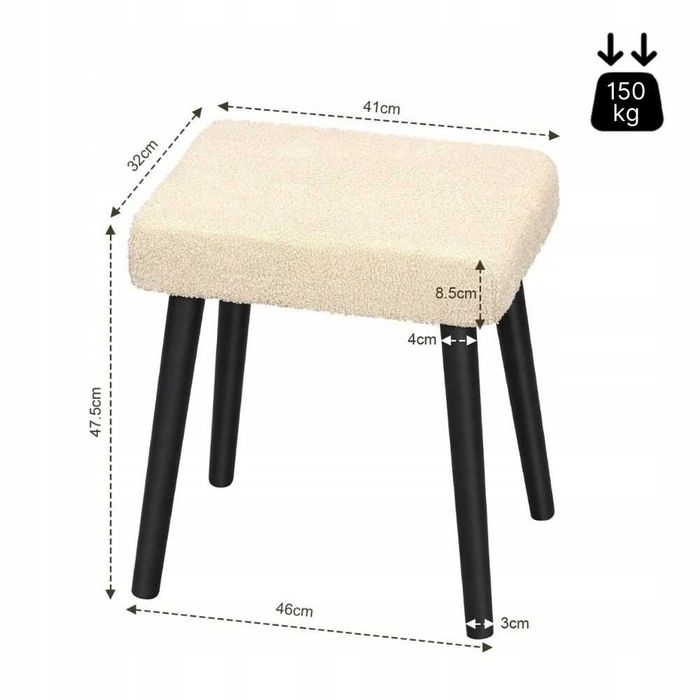 Nowy taboret pluszowy  / krzesło / pufa / stołek / garderoba !K213!
