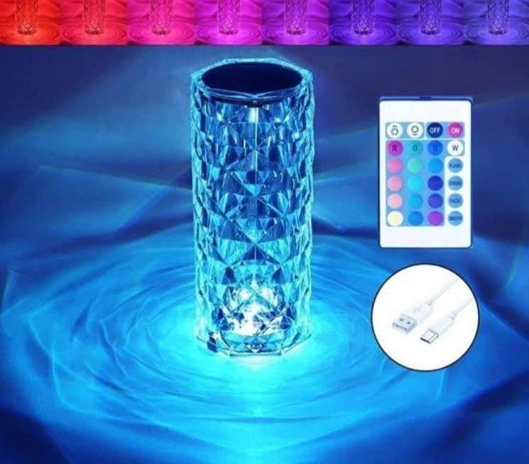 Настільна лампа акумуляторна сенсорна Crystal-Rose декора- тивна, 16 к