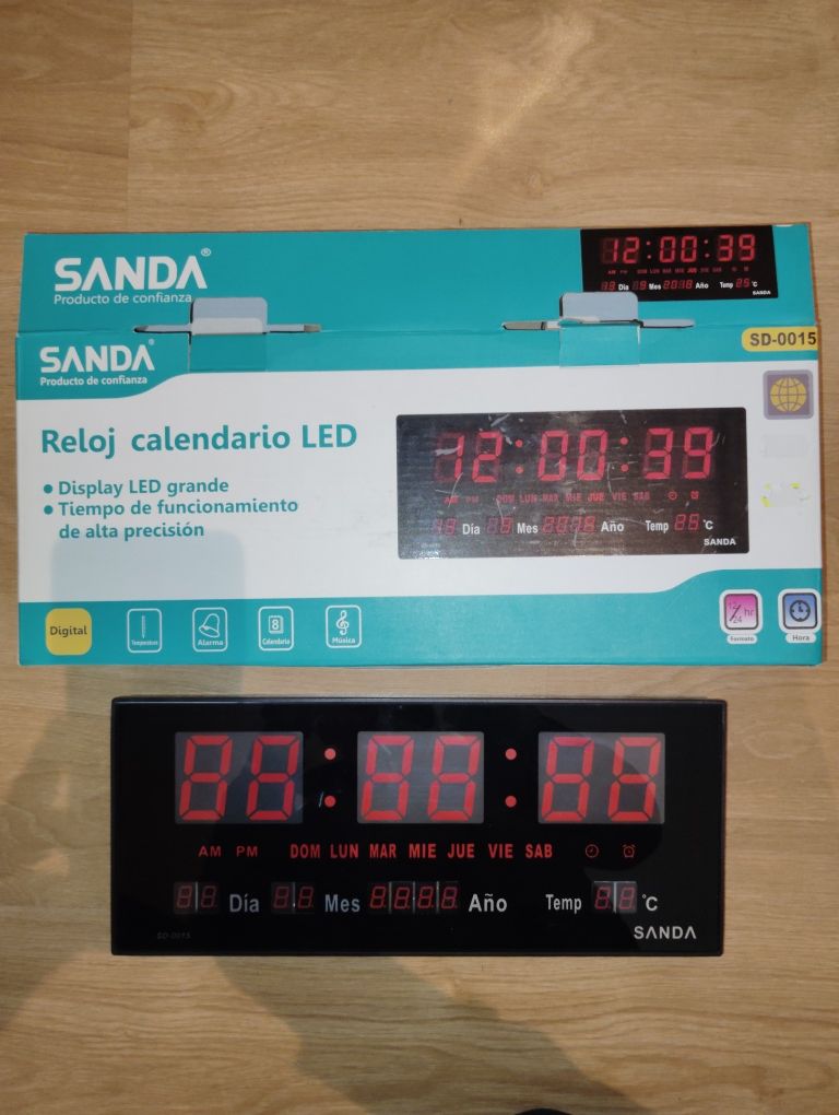 Relógio calendário Led