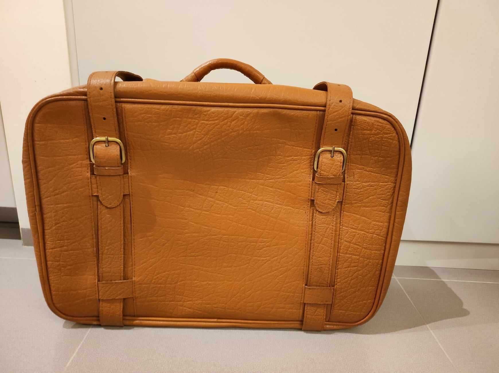 Retro walizka torba PRL jasny brąz