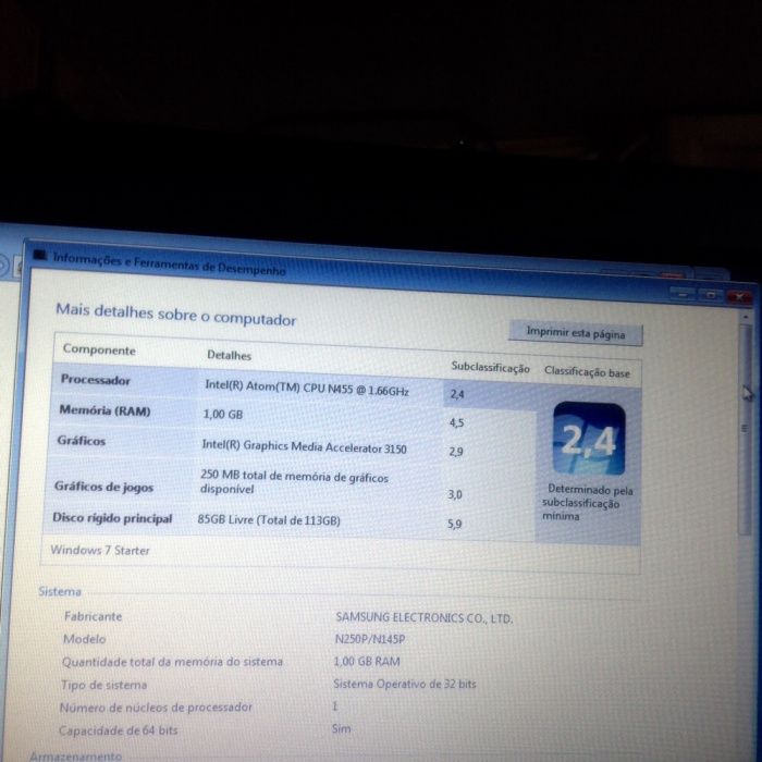 PC portátil notebook Samsung+ alguns componentes