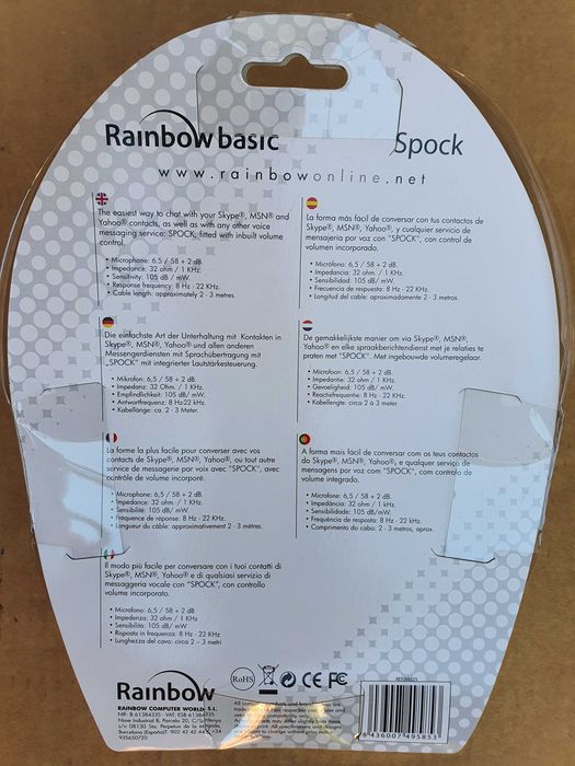 Auscultadores  c/ fios, Rainbow basic, novos + Oferta