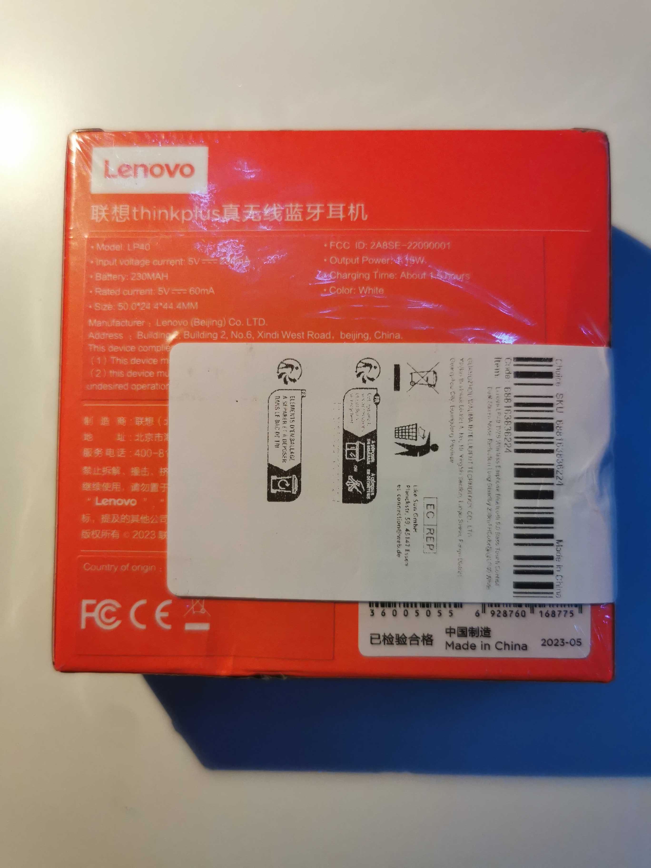 Słuchawki bezprzewodowe Lenovo thinkplus LP40 Bluetooth białe