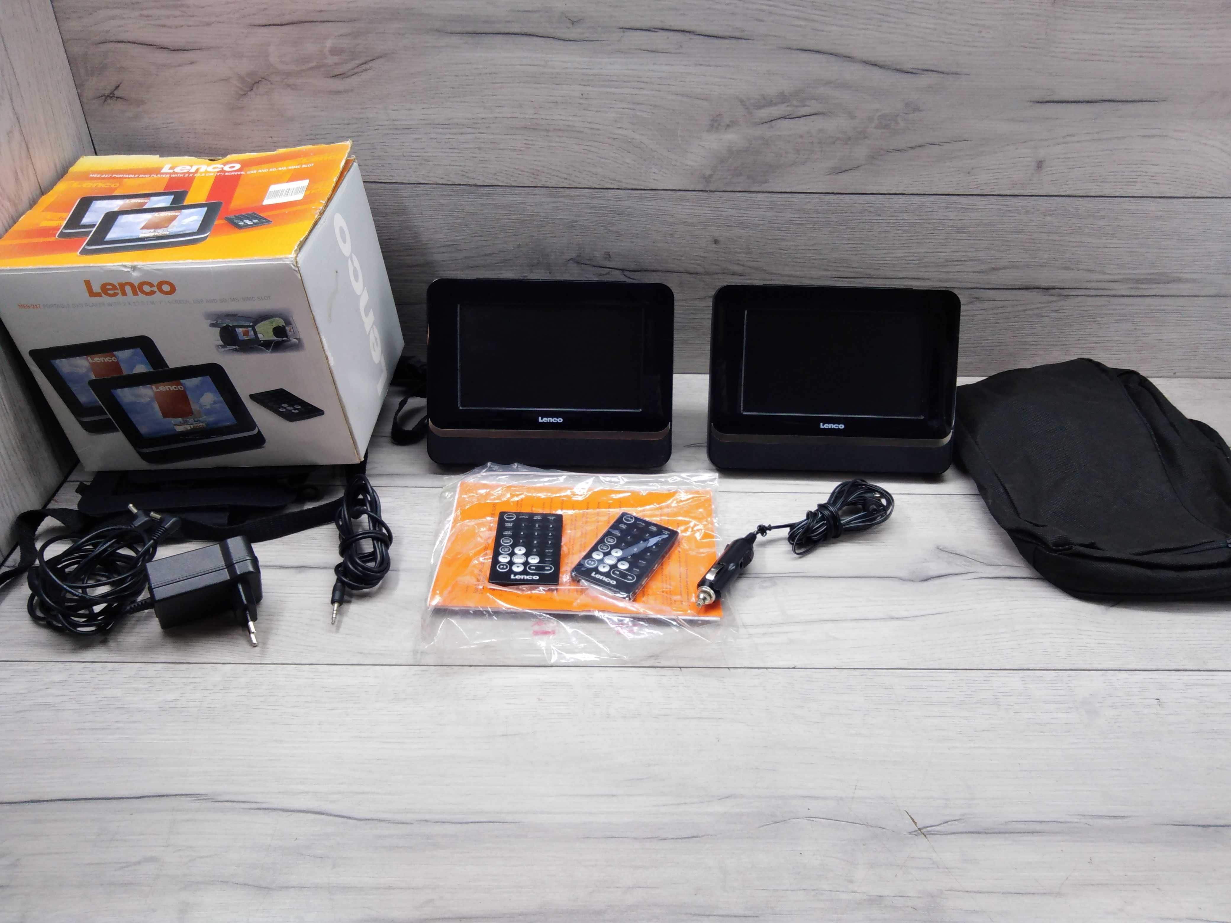 DVD Przenośne Auto-Dom USB SD LENCO LCD 2X Cały Zestaw Piloty