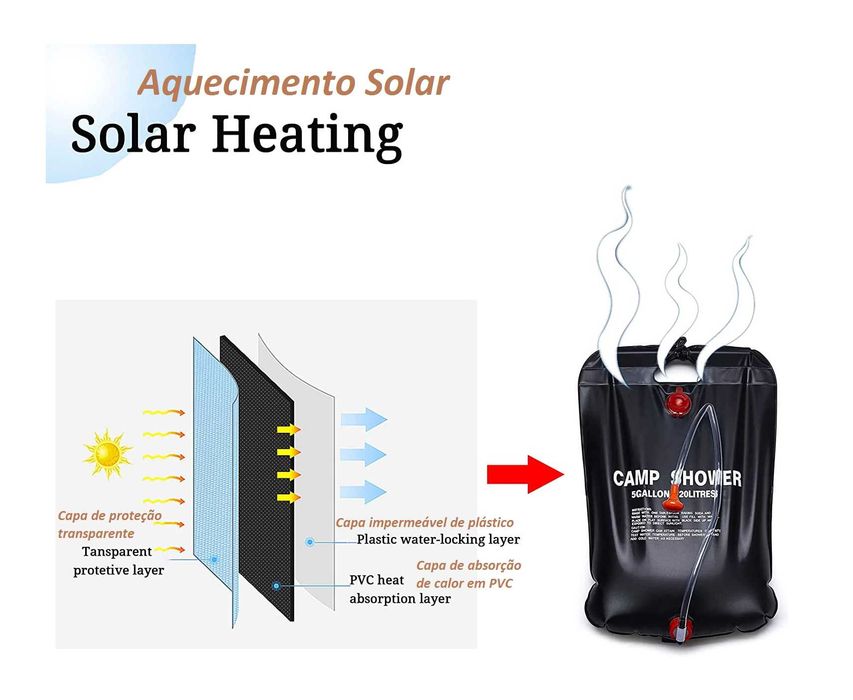 Chuveiro Solar Portátil Compacto 20 Litros