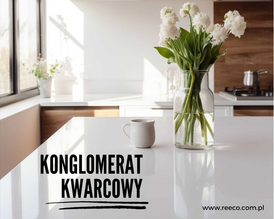 blat kuchenny, łazienkowy Crystal, konglomerat kwarcowy, parapet