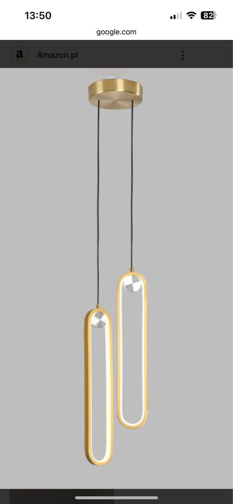 Nowoczesna lampa LED podwójna nowa zloto czarno srebrna