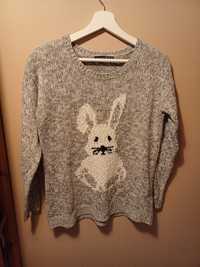Sweter 38 M z królikiem szary Atmosphere