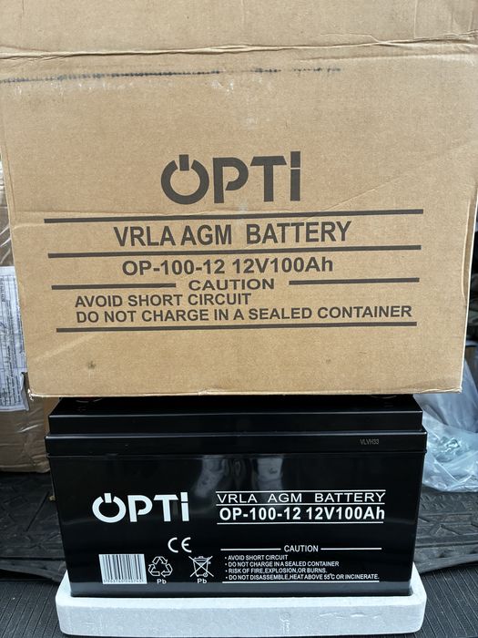 AGM акумулятор 12V 100Ah для ДБЖ / UPS / інвертора — OPTI. Акумулятор