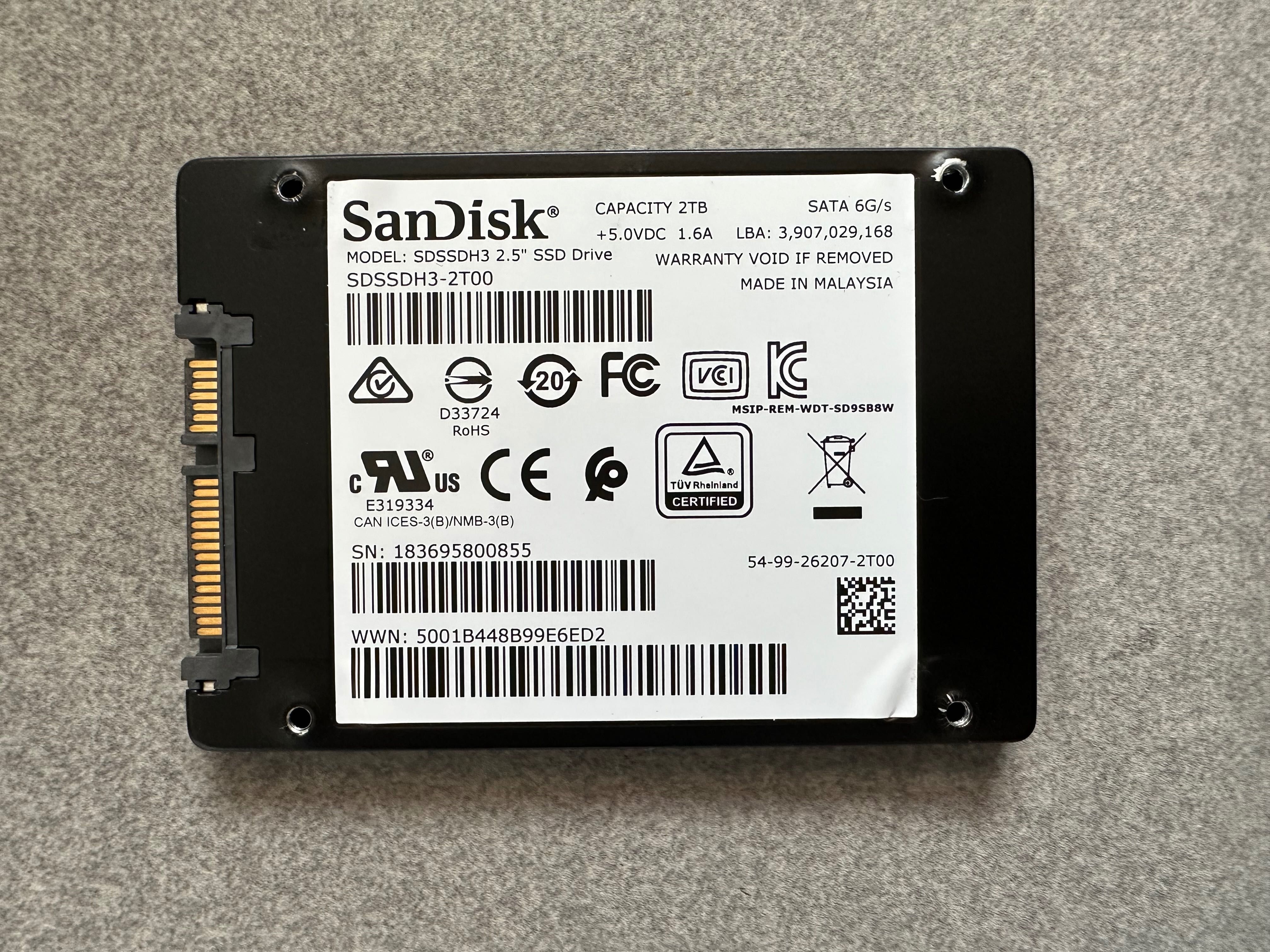 Dysk SSD SanDisk Ultra 3D 2TB 2.5” SATA III – jak nowy! (2)