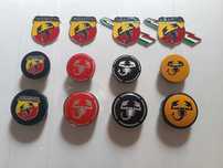 Centros/tampas de jante com 50, 56 e 60mm e símbolos Abarth