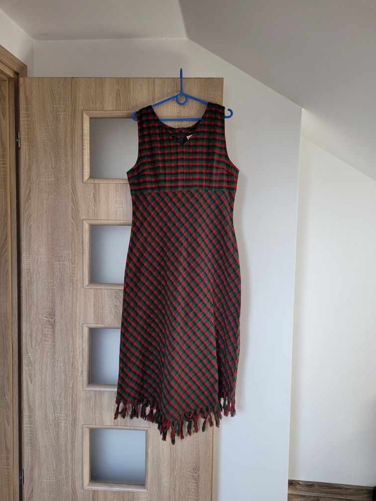 Długa bawełniana sukienka z frędzlami XL
