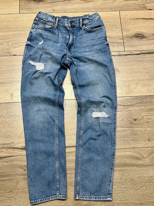 Super jeansy  H&M z przetarciami 170 - jak nowe