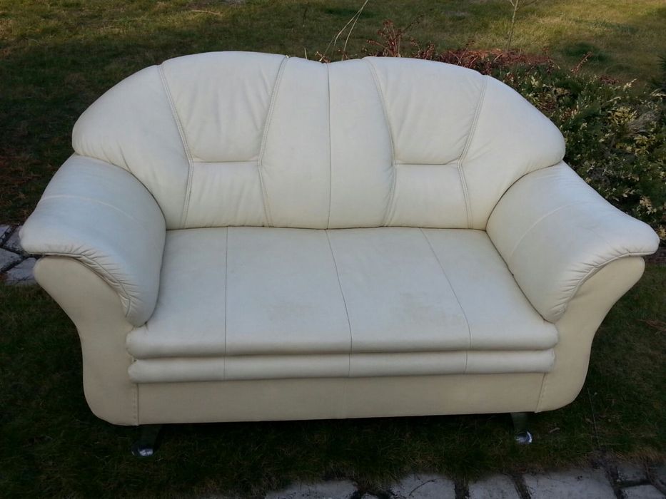 Wypoczynek skóra naturalna 3os., 2os., 1os., ecru [Kanapa sofa fotel]