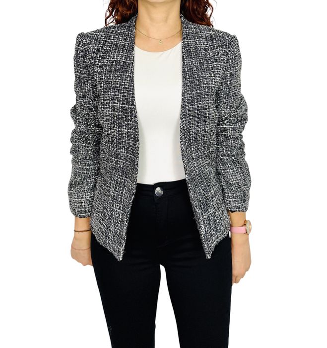 Elegancki żakiet w czarno-białą kratkę L 40 New Look