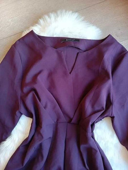 Fioletowa, elegancka sukienka ciążowa 9fashion S M