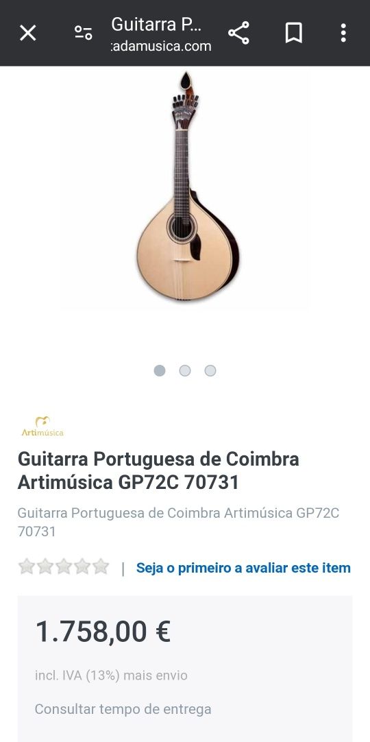 Guitarra fado Coimbra modelo de luxo