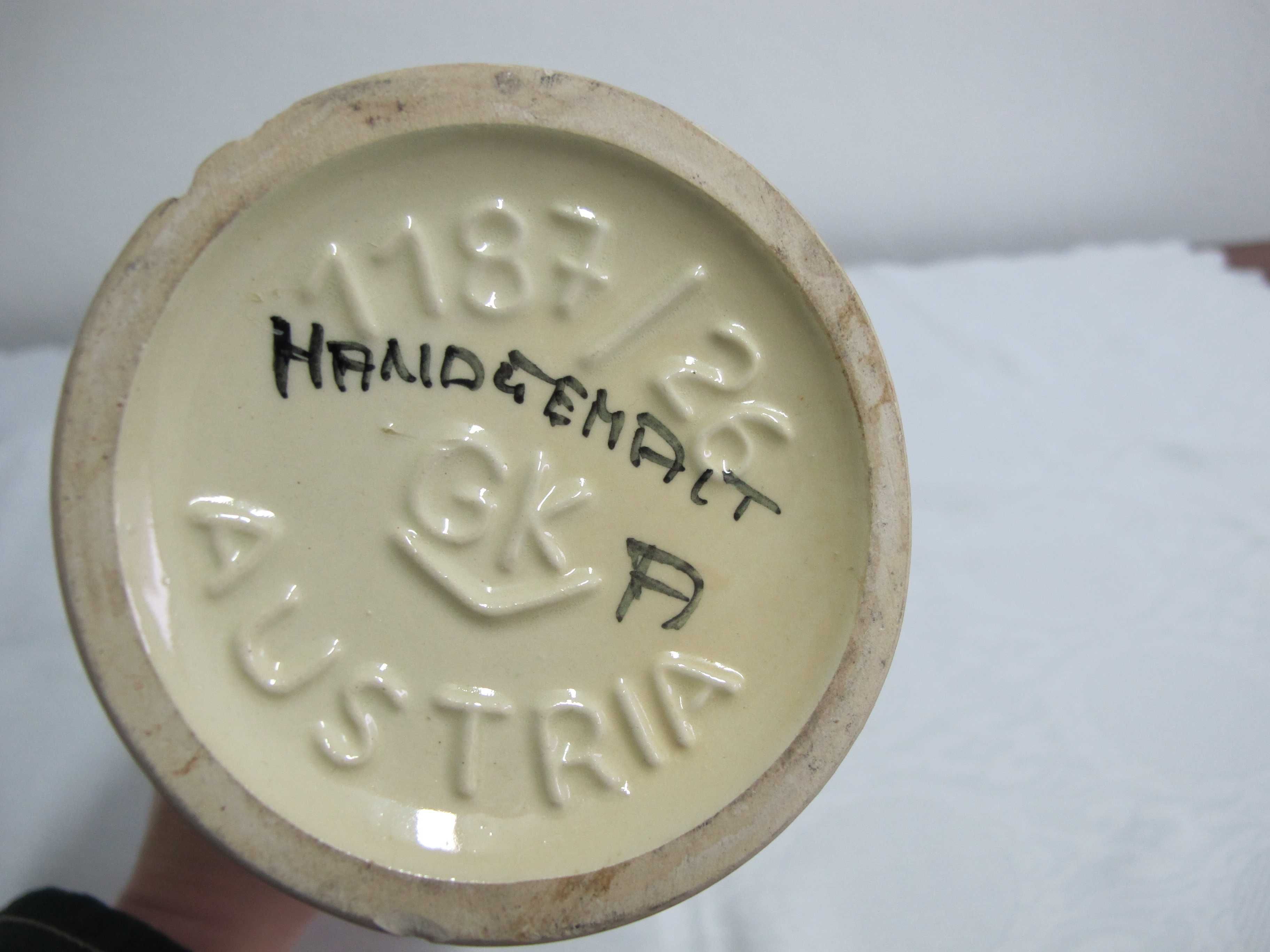 Stary dzban ceramiczny, ucho, ręcznie malowany, h=26, fi=9