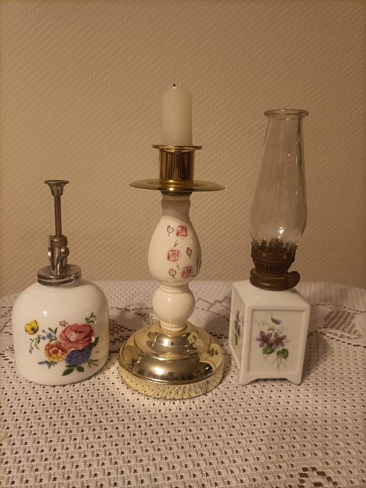 Stara lampka oliwna,zraszacz i świecznik.