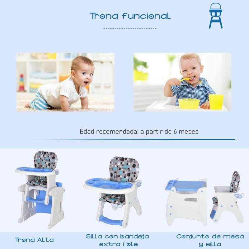Cadeira Alta 3 em 1 para Bebé – Reclinável e Conversível