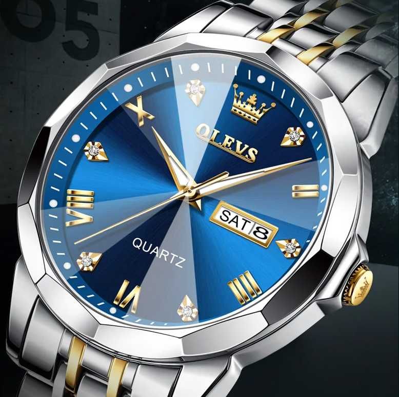Мужские часы кварцевые OLEVS Rhombus Quartz Men's Watch календарь дата