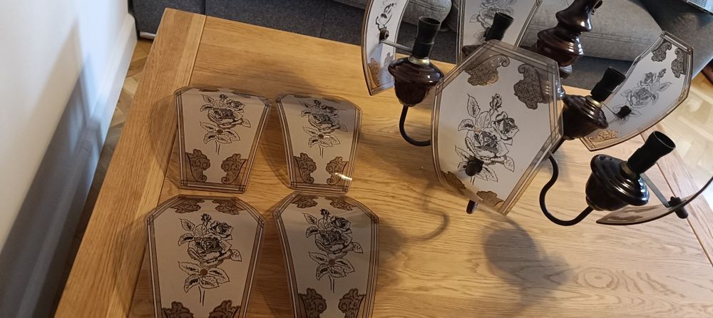 Piękny stary ceramiczny żyrandol PRL