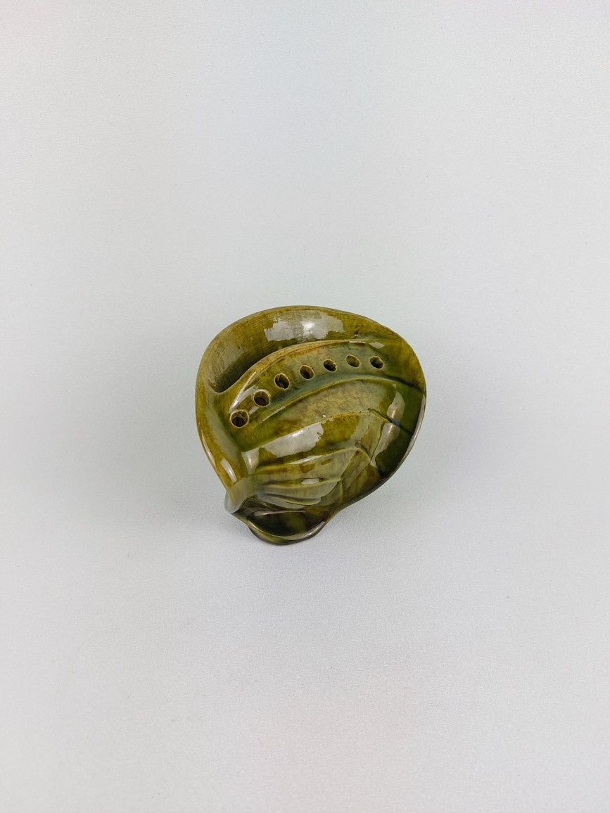 Ceramiczna ikebana zielona wazon Spółdzielnia Pracy Milenium PRL