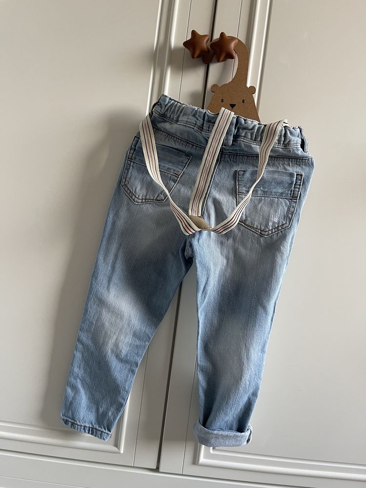 Spodnie jeansowe z szelkami HM ideał