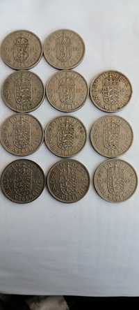 11 moedas de one shilling, escudo Inglês