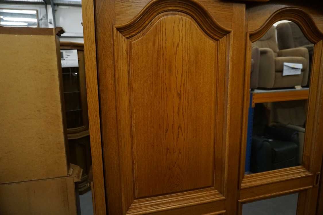 Szafa dębowa duża drzwi przesuwne lustra szer. 275 cm (p-1241)
