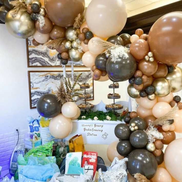 GIRLANDA BALONOWA BEŻOWO-ZŁOTA Zestaw Balonów Urodziny Wesele Chrzciny