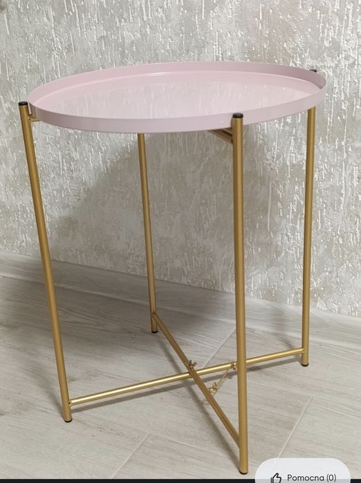 Nowy stolik kawowy różowo - złoty 40x53