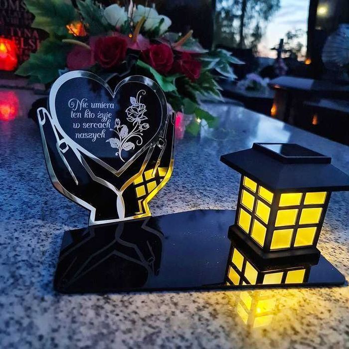 Solarny znicz LED STATUETKA NA CMENTARZ GRÓB DUŻA wieczna lampka