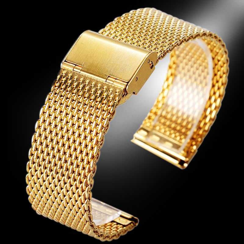 Bransoleta mesh 20mm 22mm do zegarka złota milano
