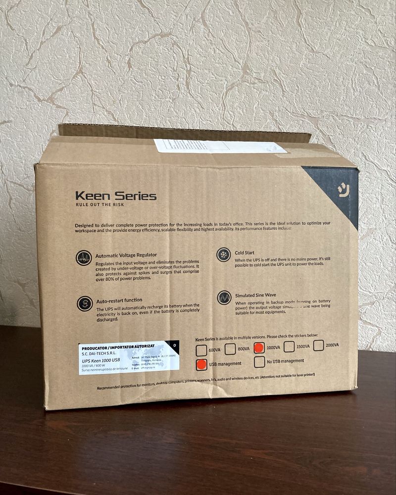 ДБЖ nJoy Keen 1000VA USB (UPLI-LI100KU-CG01B) - ибп, упс, ups